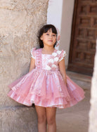 Meriche Girls Cream & Dusky Pink Occasion Dress & Headpiece | SS26