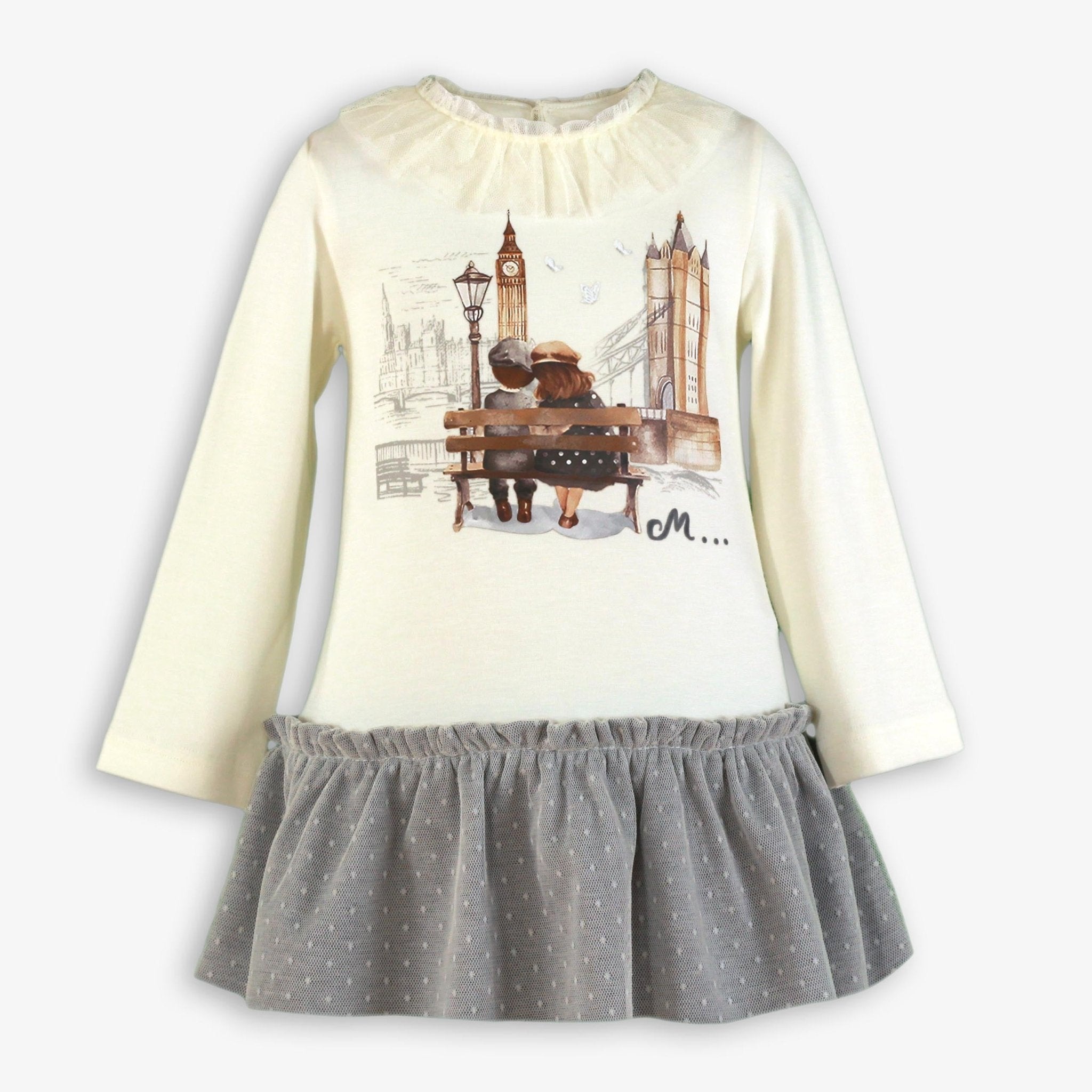 Miranda AW25 - Girls Cream & Grey London Scene Dress