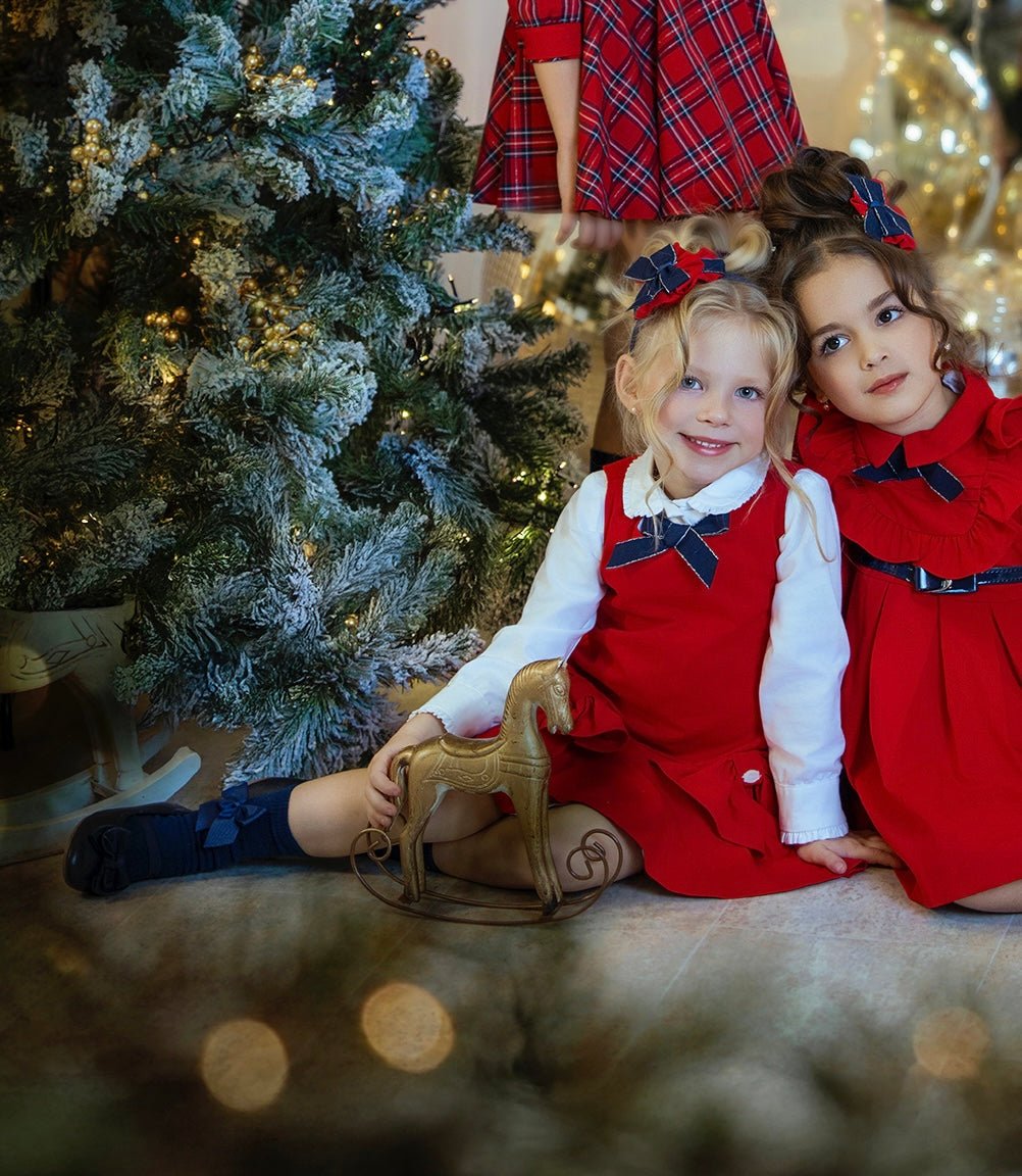 Miranda AW25 - Girl's Red Pinafore Dress with Matching Blouse