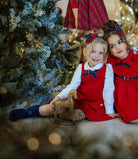 Miranda AW25 - Girl's Red Pinafore Dress with Matching Blouse