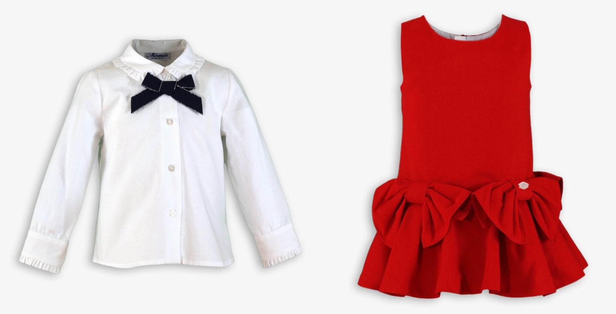 Miranda AW25 PRE - ORDER - Girl's Red Pinafore Dress with Matching Blouse