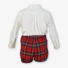 boys red tartan print christmas outfit by Miranda