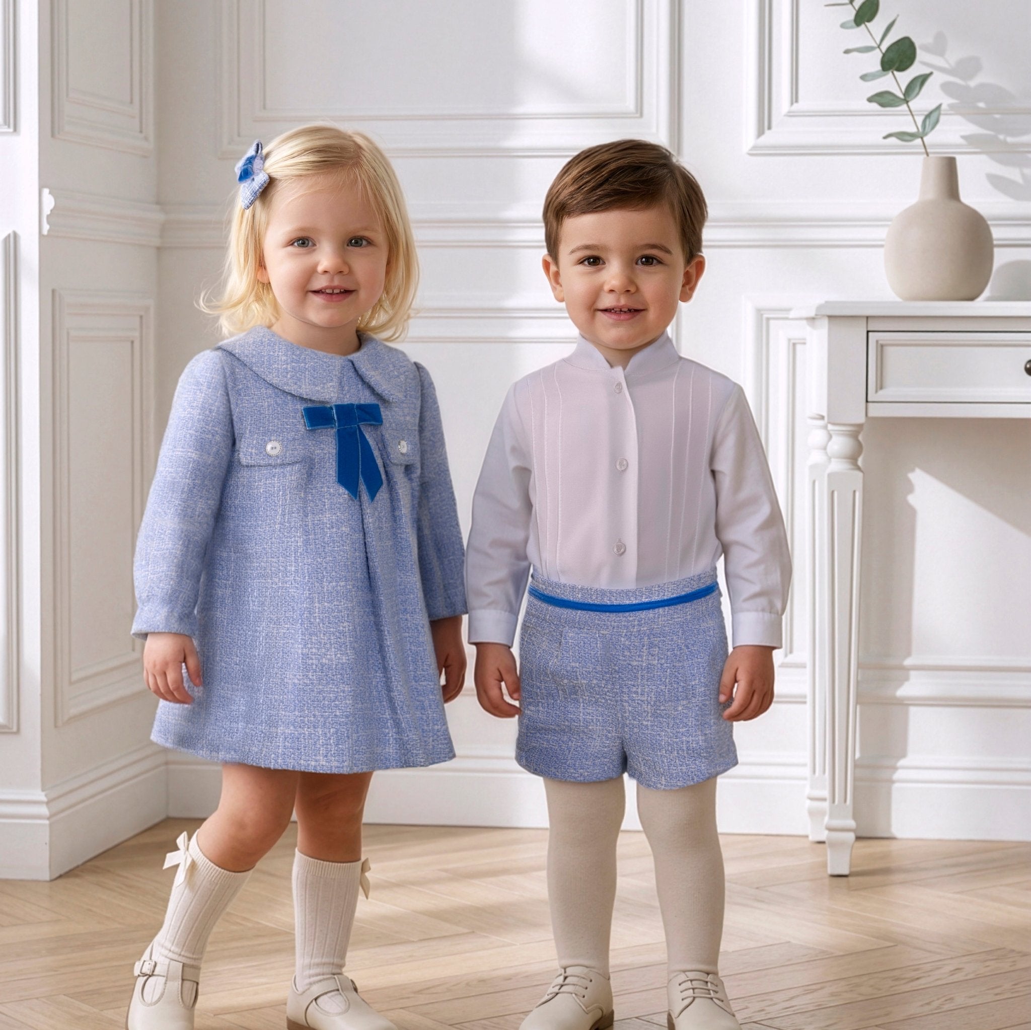 Miranda Baby Girls Blue Tweed Dress | AW26 PRE-ORDER