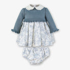 Miranda Baby Girls Dusty Blue Dress & Knickers | AW26 PRE-ORDER