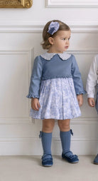 Miranda Baby Girls Dusty Blue Dress & Knickers | AW26 PRE-ORDER