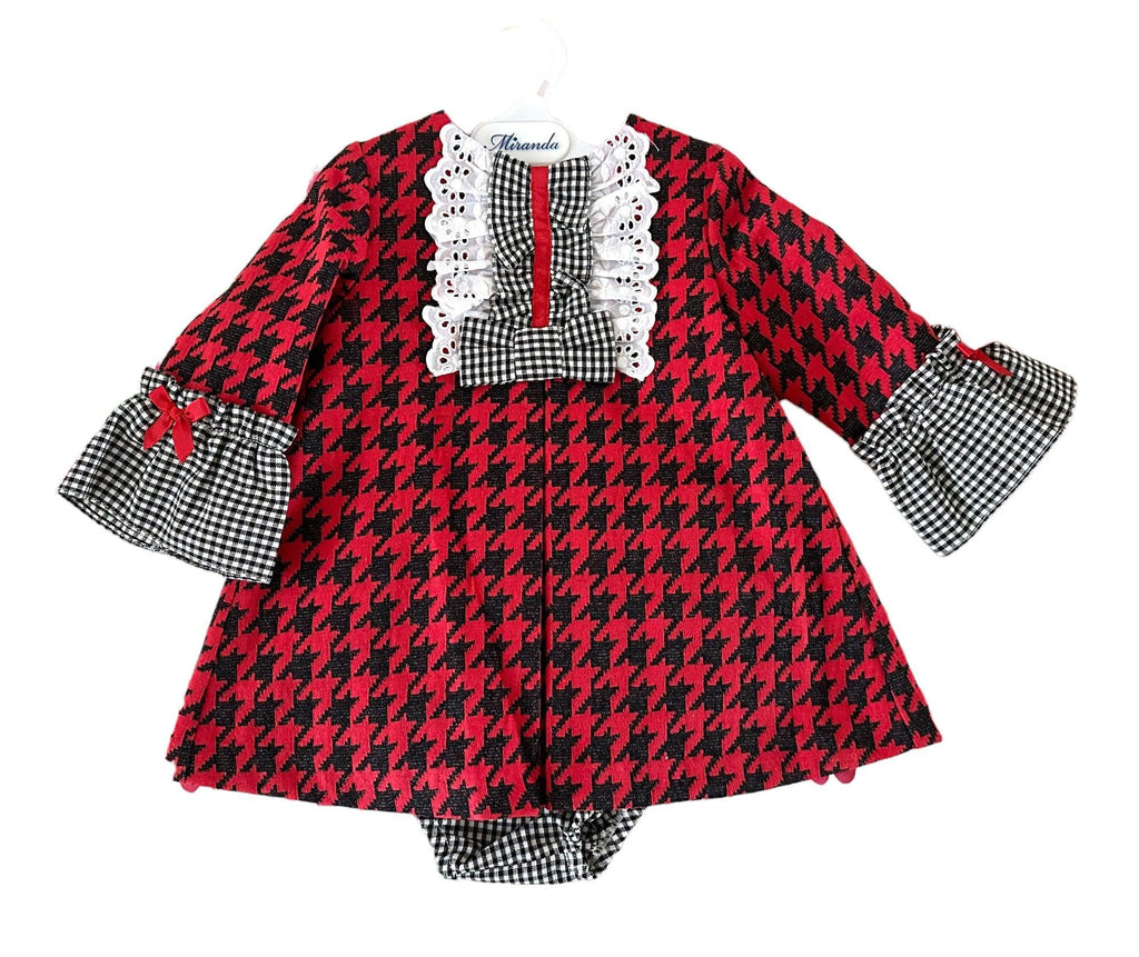 Miranda - Baby Girls Red & Navy Print Dress & Knickers 147VB - Mariposa Children's Boutique