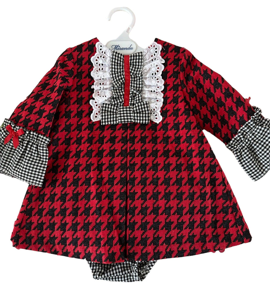 Miranda - Baby Girls Red & Navy Print Dress & Knickers 147VB - Mariposa Children's Boutique