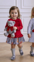 Miranda Baby Girls Red Teddy Print Dress | AW26 PRE-ORDER