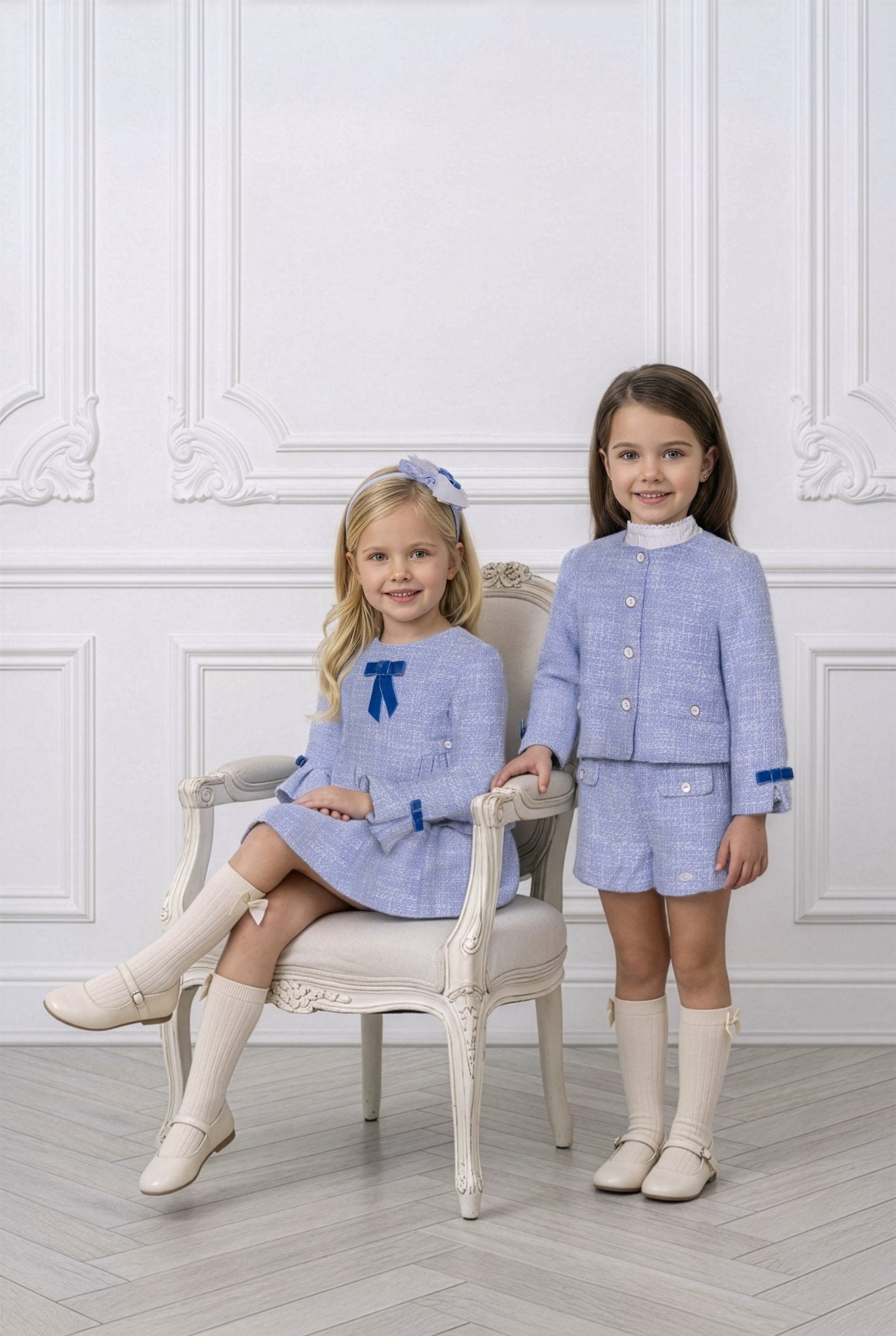 Miranda Girls Blue Tweed Headpiece | AW26 PRE-ORDER
