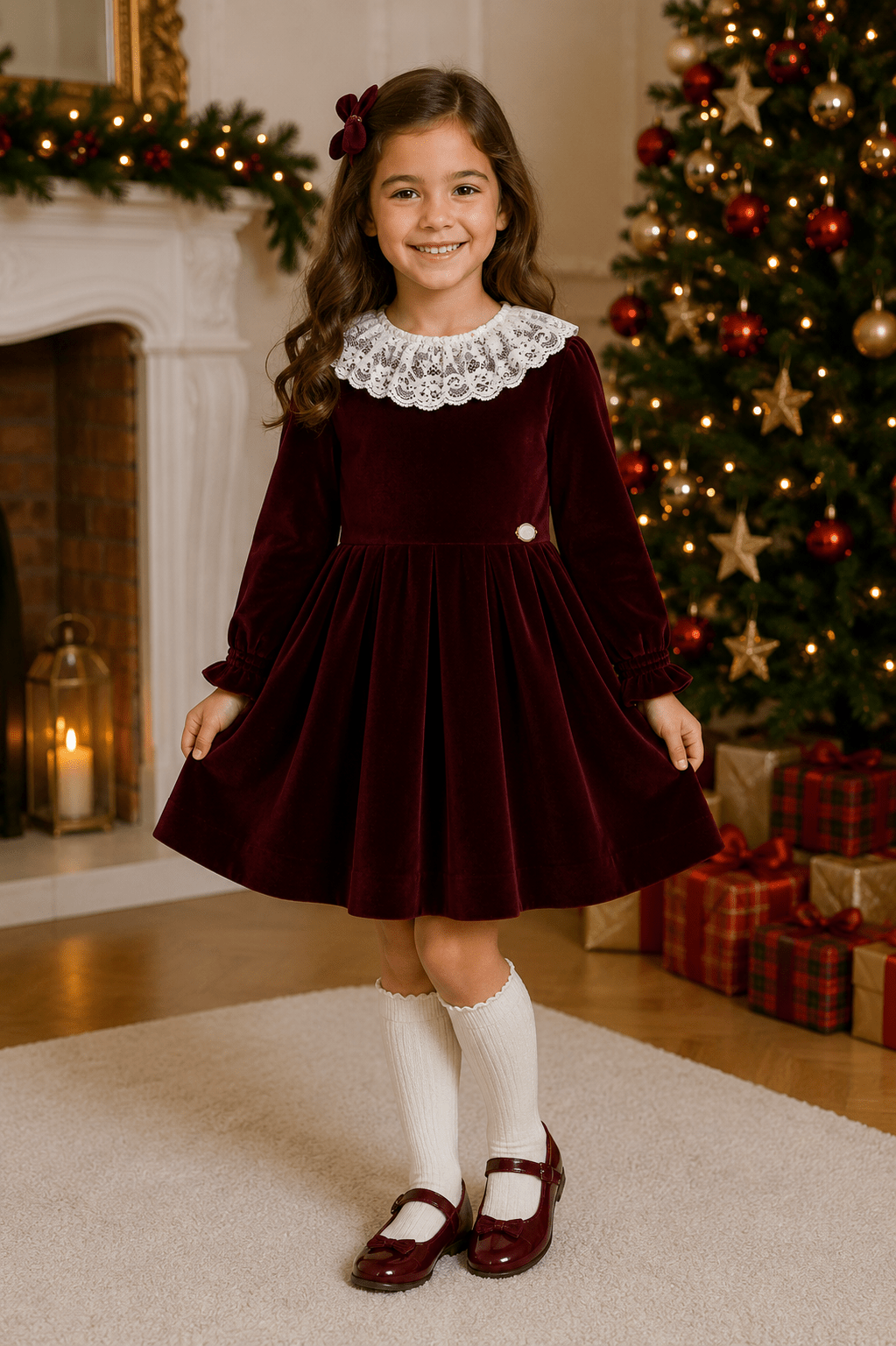 Miranda Girls Burgundy Headpiece | AW26 PRE-ORDER