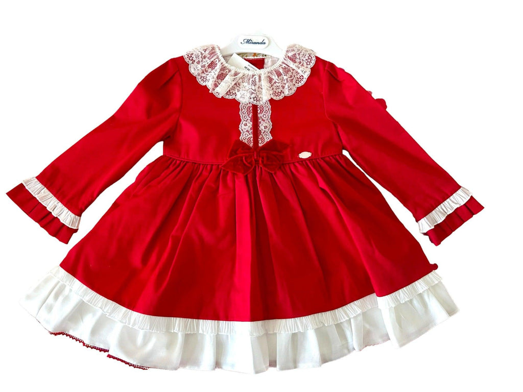Miranda - Girls Red & Cream Dress - Mariposa Children's Boutique