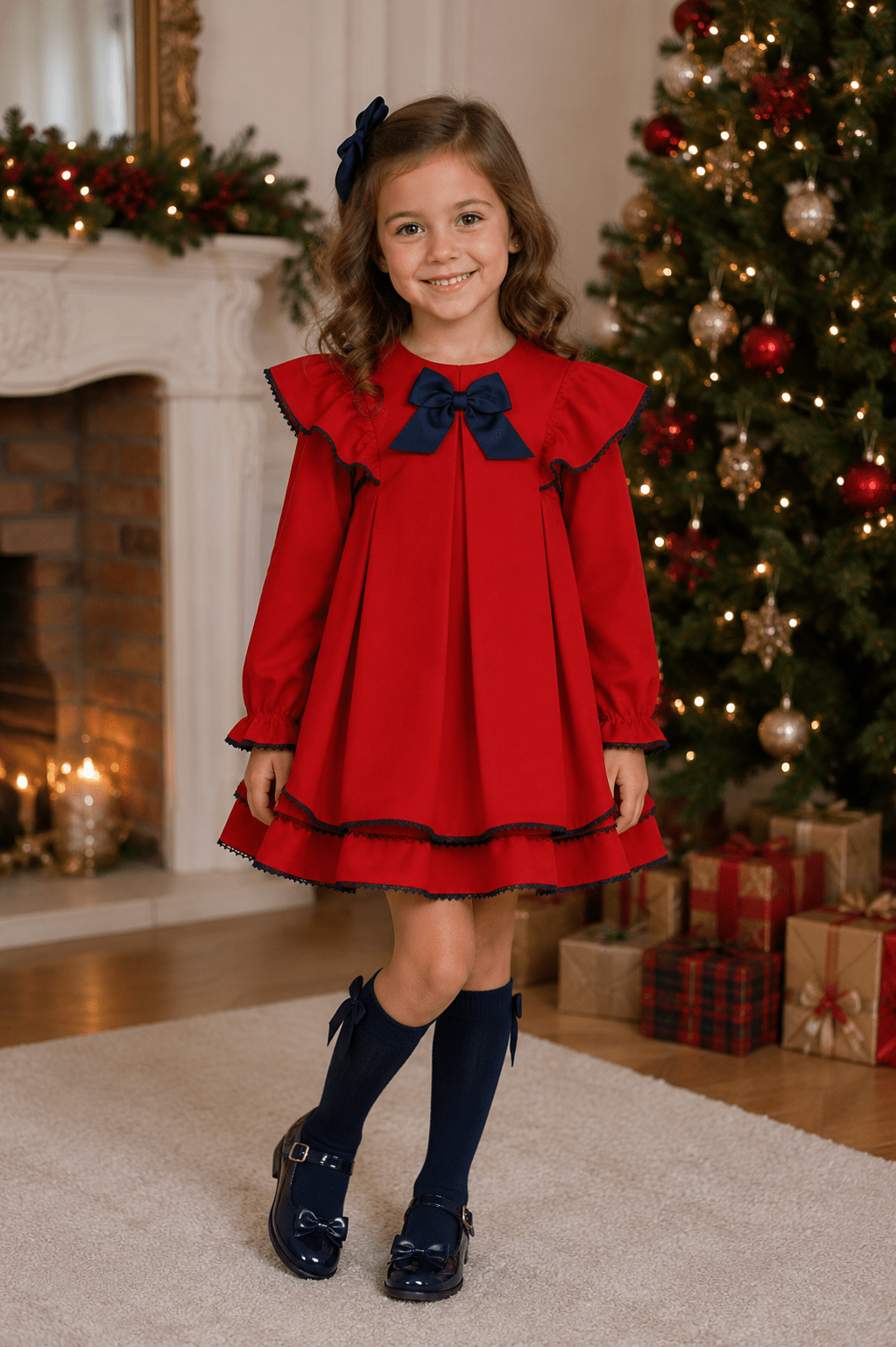 Miranda Girls Red & Navy Dress | AW26 PRE-ORDER