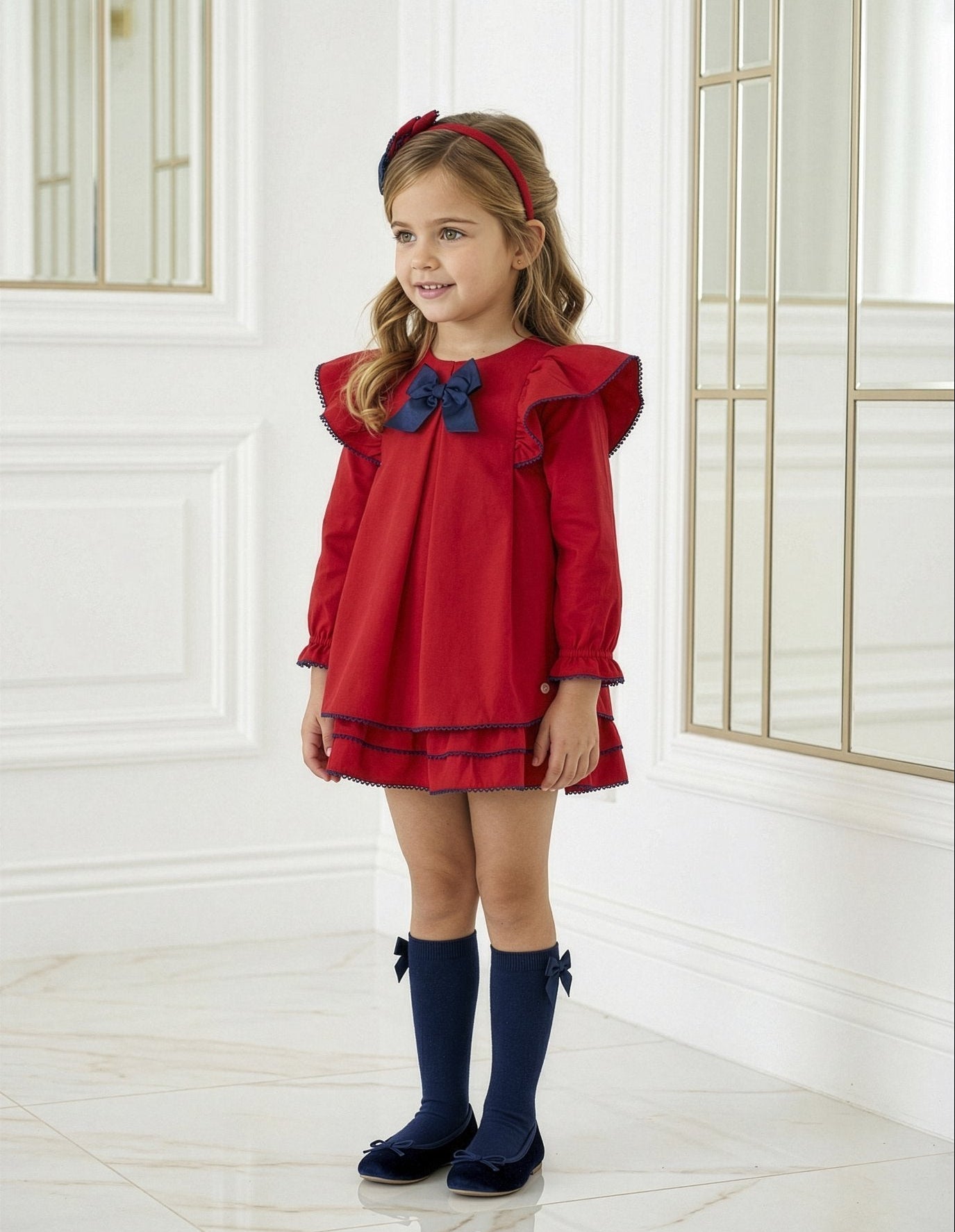 Miranda Girls Red & Navy Dress | AW26 PRE-ORDER