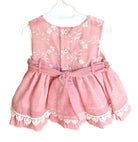 Miranda SS24 - Baby Girls Rubi Pink and Cream Dress with Matching Knickers 147VB - Mariposa Children's Boutique