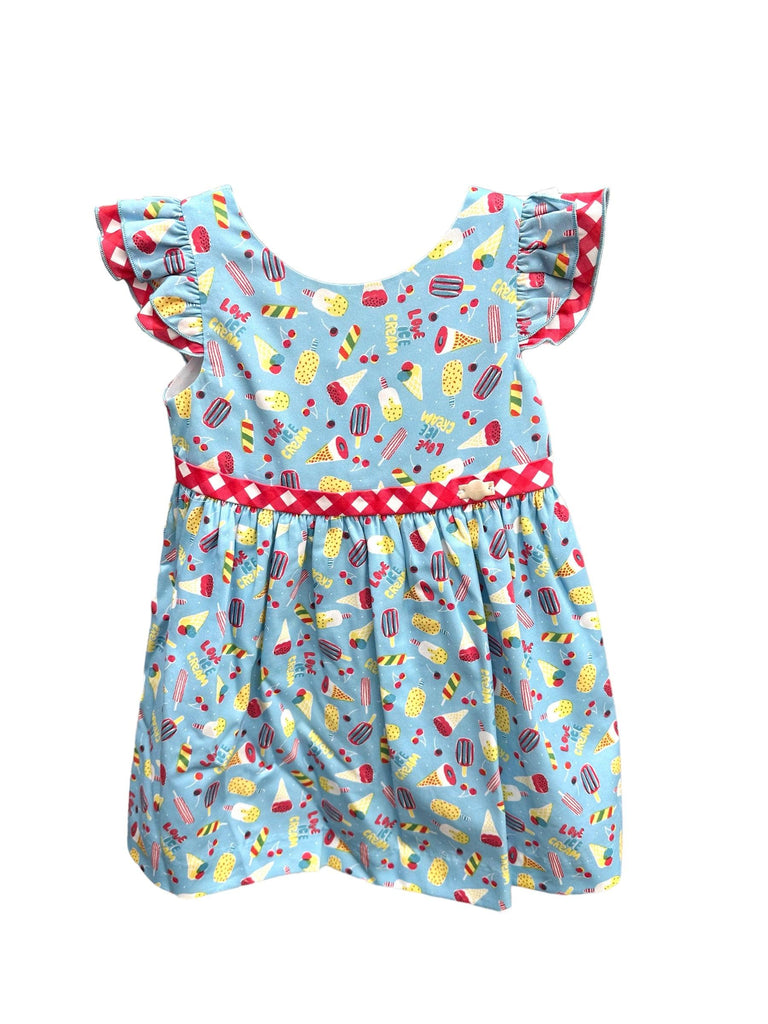 Miranda SS24 - Girls Blue Multicoloured Print Dress 630V - Mariposa Children's Boutique