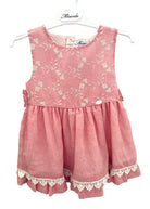 Miranda SS24 - Girls Rubi Pink & Cream Dress 247V - Mariposa Children's Boutique