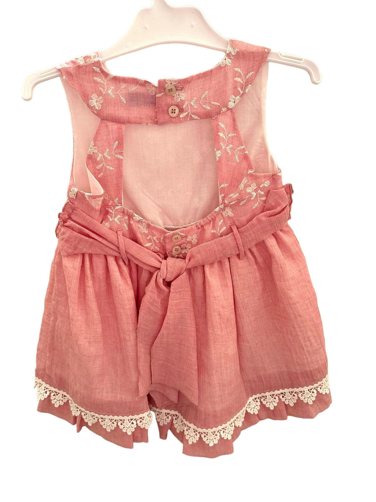 Miranda SS24 - Girls Rubi Pink & Cream Dress 247V - Mariposa Children's Boutique