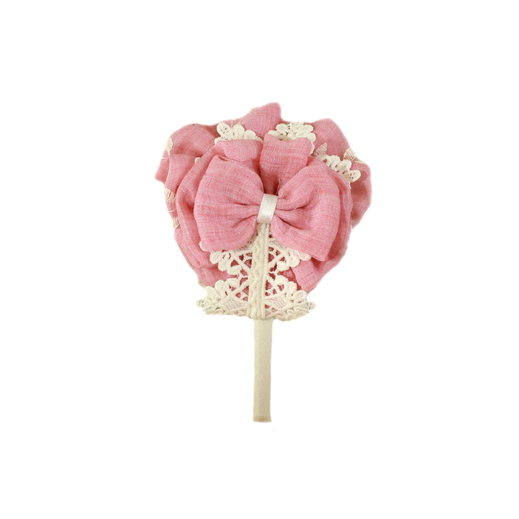 Miranda SS24 PRE-ORDER - Girls Rubi Pink & Cream Headpiece 247D - Mariposa Children's Boutique