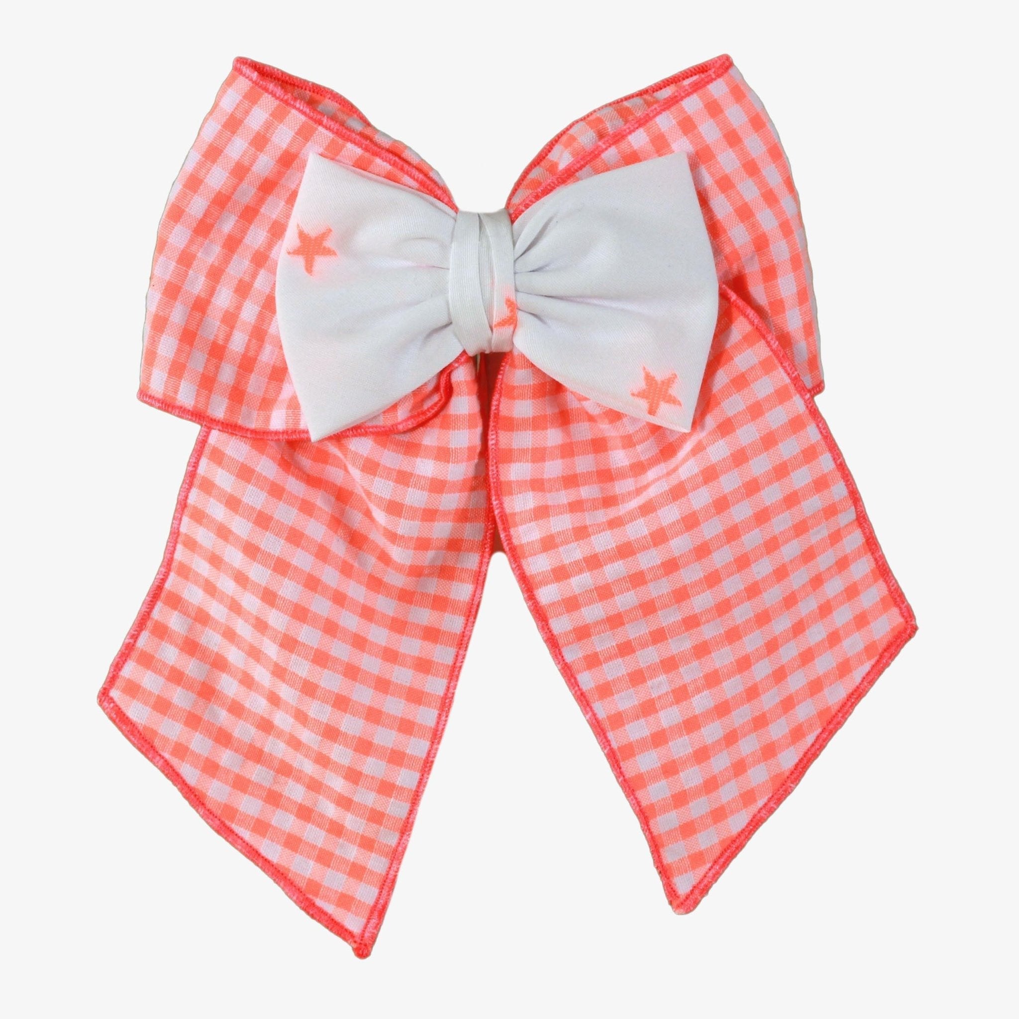 Miranda SS25 - Girl's Florescent Orange and White Summer Dress 242V - Mariposa Children's Boutique