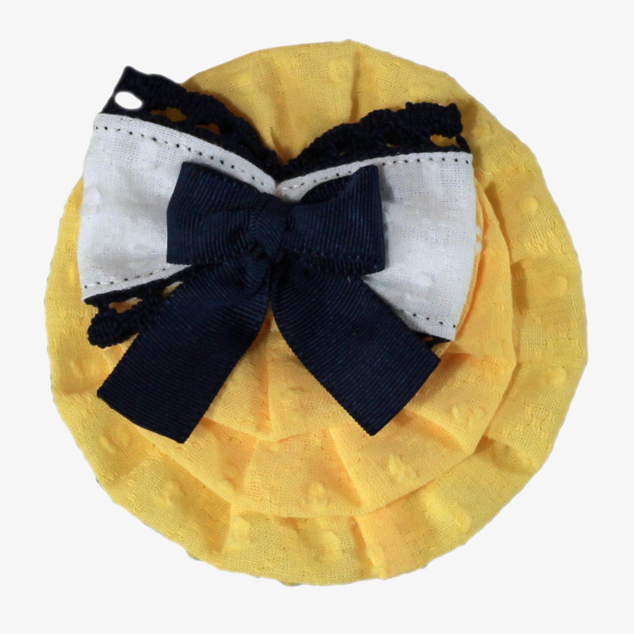Miranda SS25 - Girl's Yellow, White and Navy Dress 241V - Mariposa Children's Boutique