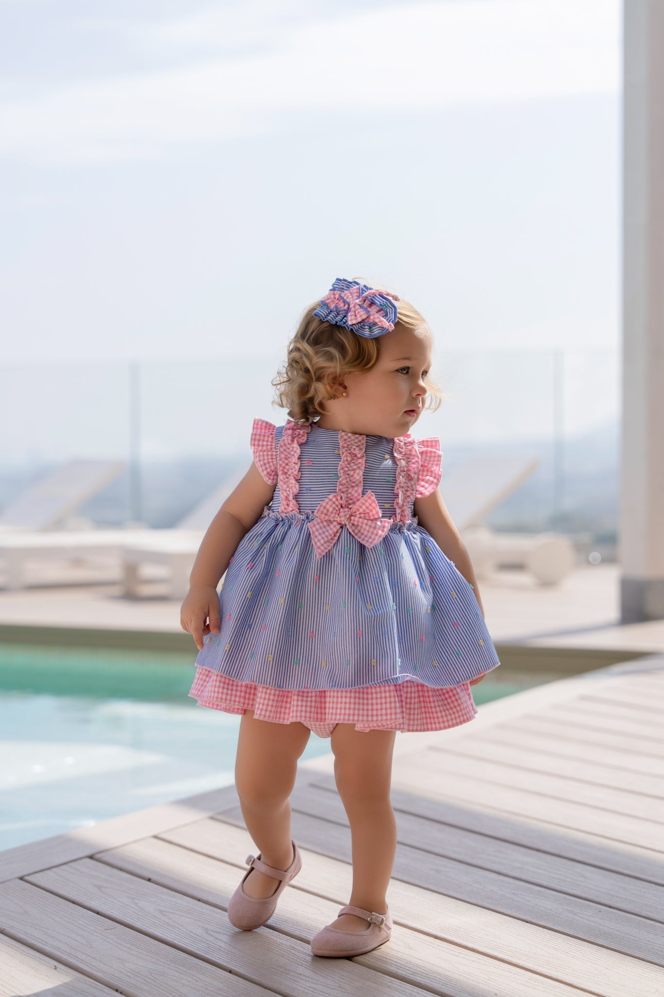 Miranda SS26 PRE - ORDER - Baby Girls Blue & Pink Dress