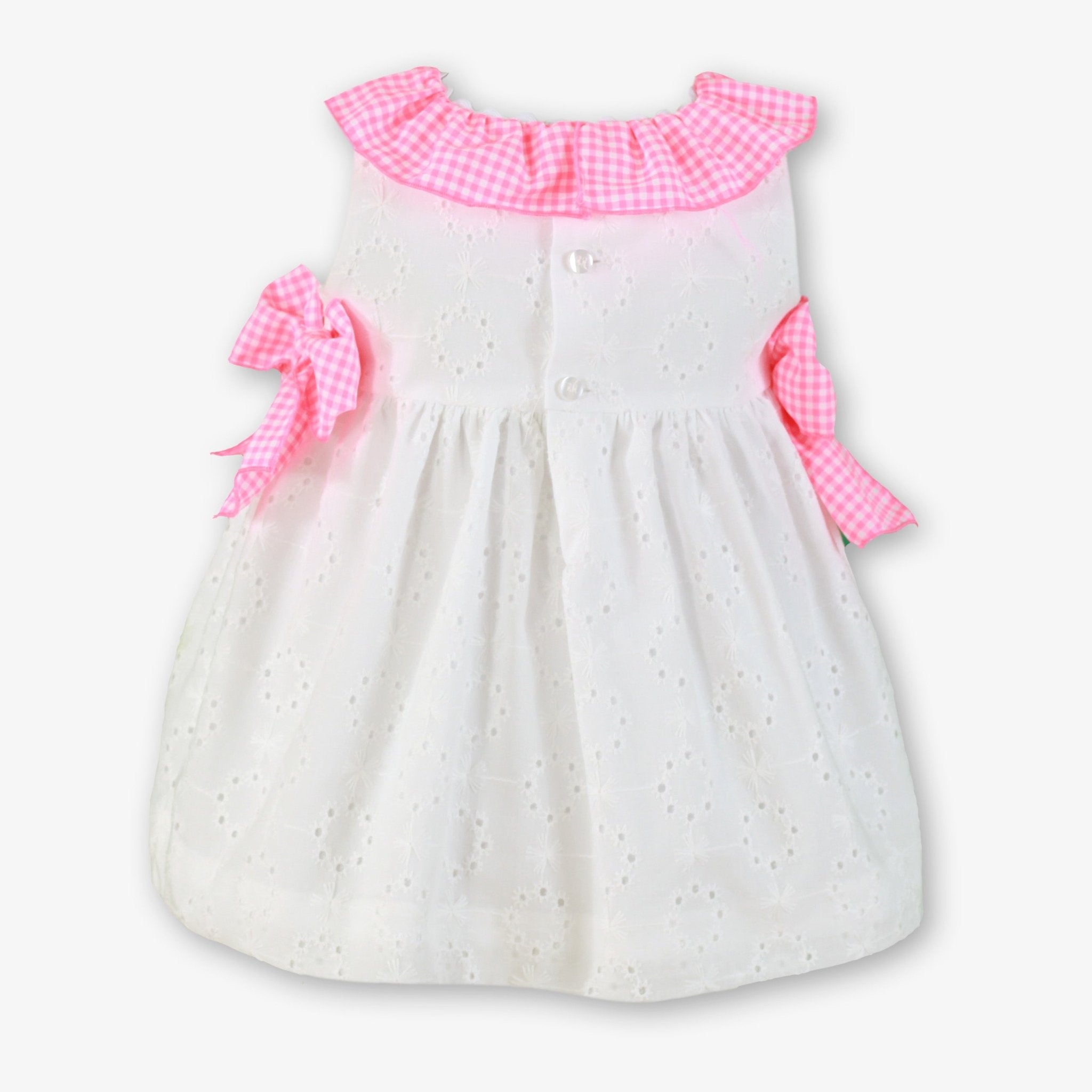 Miranda SS26 PRE - ORDER - Baby Girls White and Neon Pink Dress