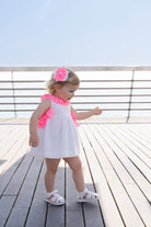 Miranda SS26 PRE - ORDER - Baby Girls White and Neon Pink Dress