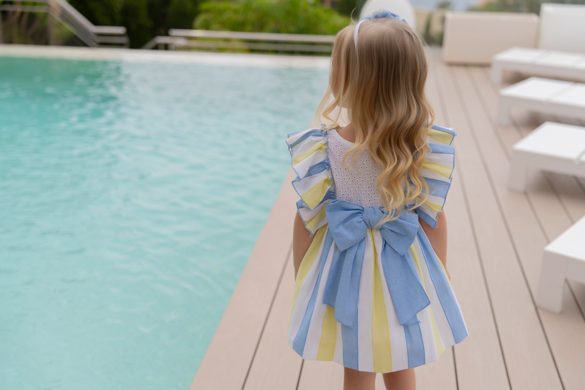Miranda SS26 PRE - ORDER - Girls Blue & Lemon Stripe Dress