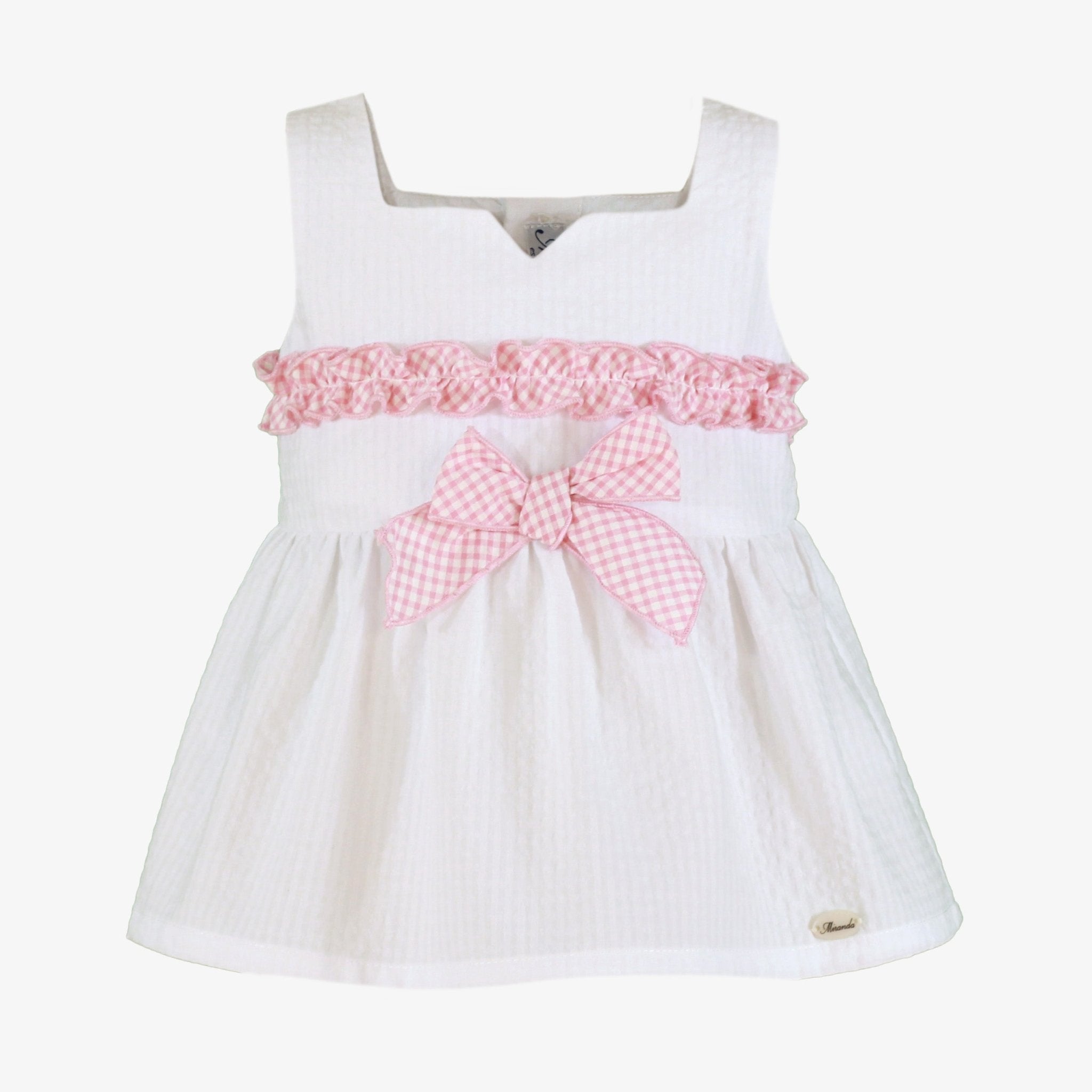 Miranda SS26 PRE - ORDER - Girls White & Baby Pink Skirt and Top Set