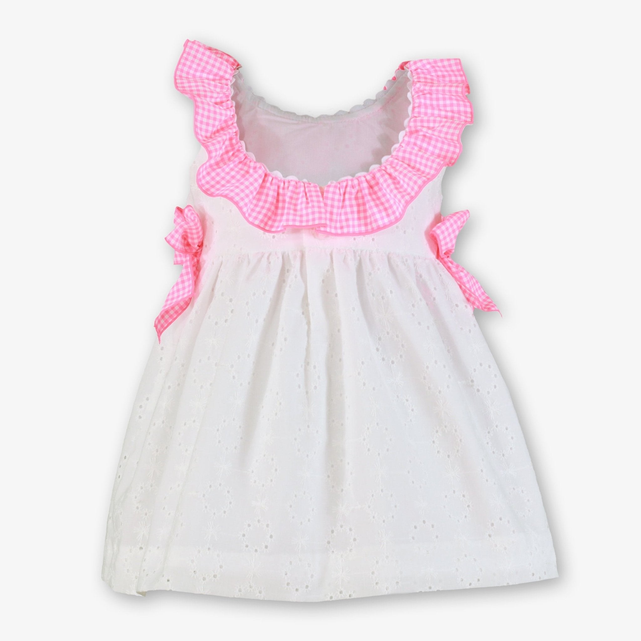 Miranda SS26 PRE - ORDER - Girls White & Neon Pink Dress