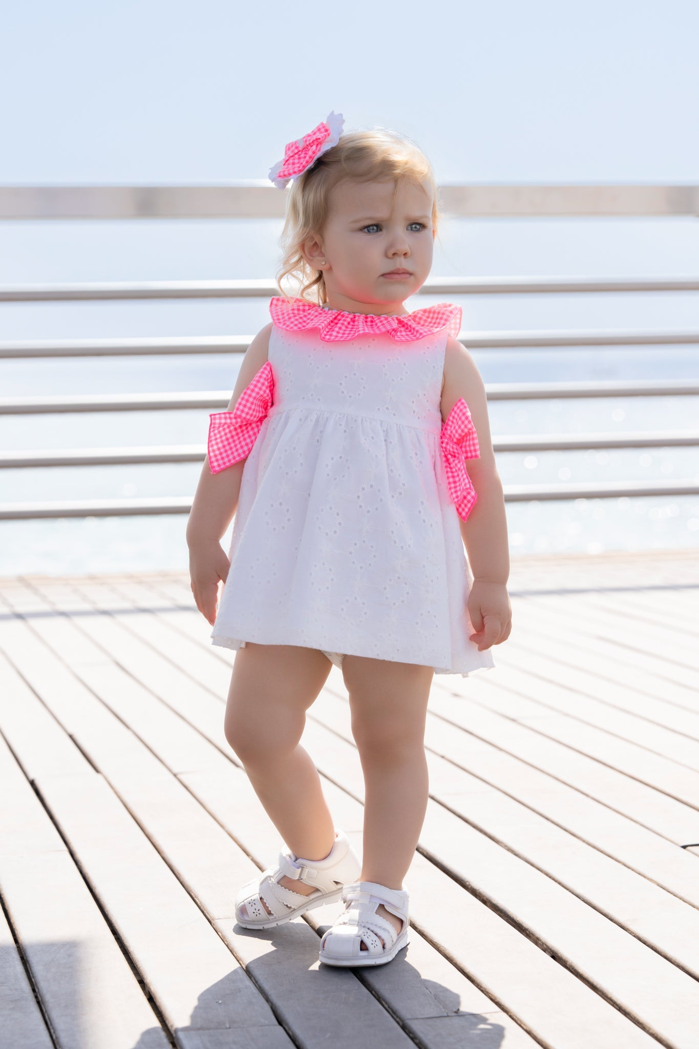 Miranda SS26 PRE - ORDER - Girls White & Neon Pink Headpiece