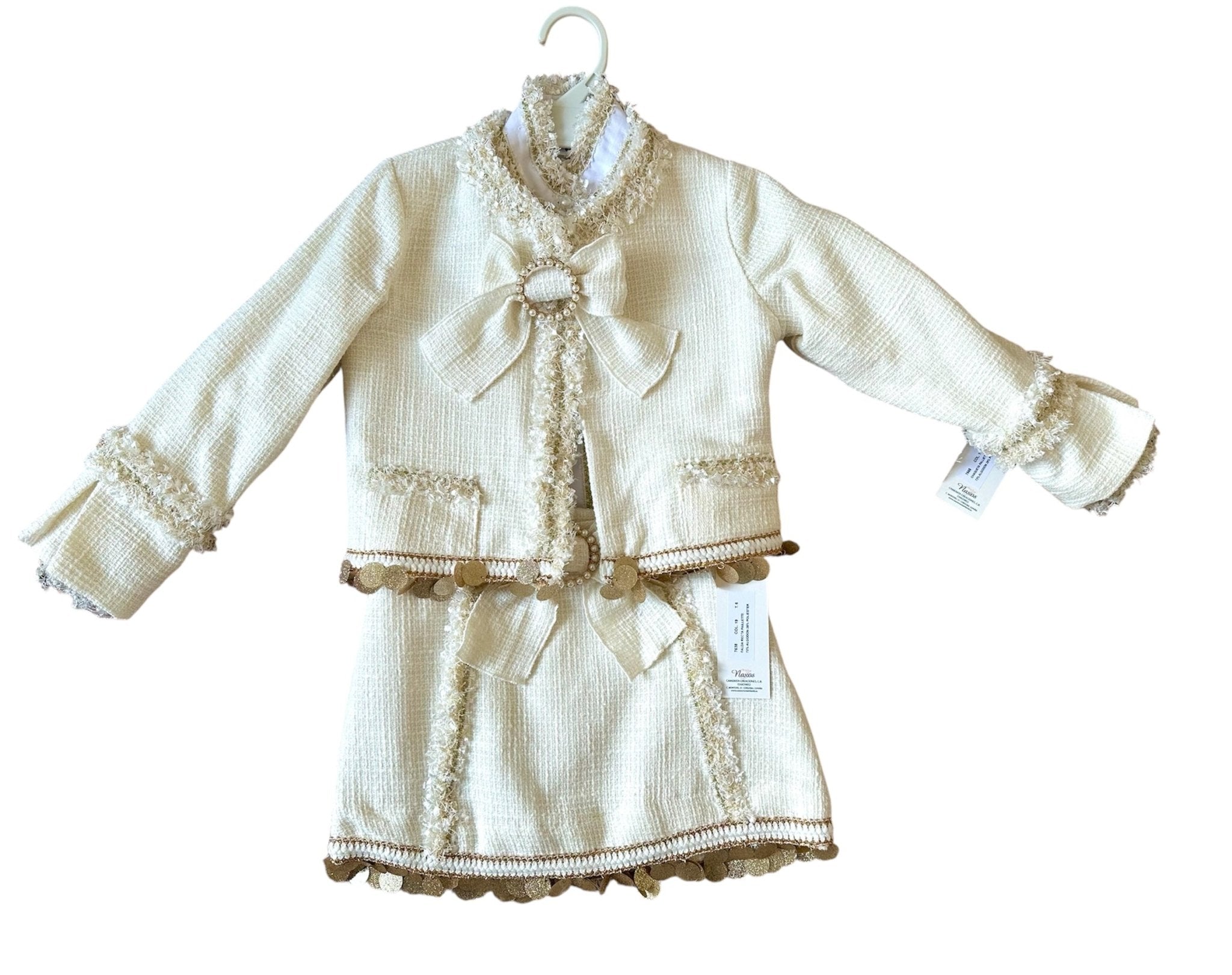 Naxos AW25 - Girls Cream & Gold Skirt, Blouse and Jacket Set