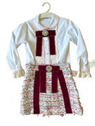 Naxos AW25 - Girls Multicolour Purple Tweed Skirt & Blouse Set