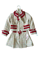 Naxos AW25 - Girls Multicolour Tweed Skirt, Blouse & Jacket Set with Red Tulle