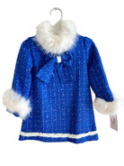 Naxos AW25 - Girls Royal Blue Chanel Tweed & White Faux Fur Dress