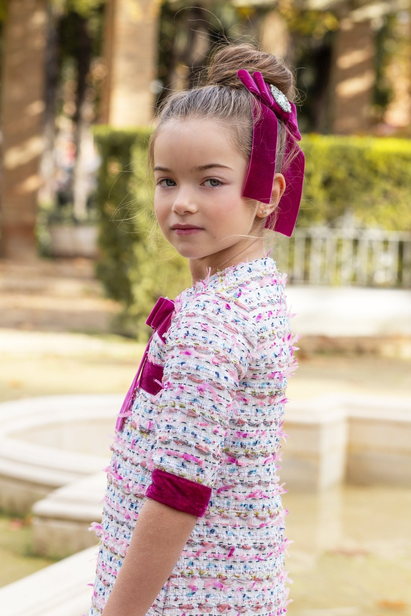 Naxos AW25 Purple Multicolour Tweed Dress