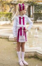 Naxos AW25 Girls Purple Multicolour Tweed Skirt Set 