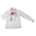 Girls Naxos White and Burgundy Twill Blouse for AW25 