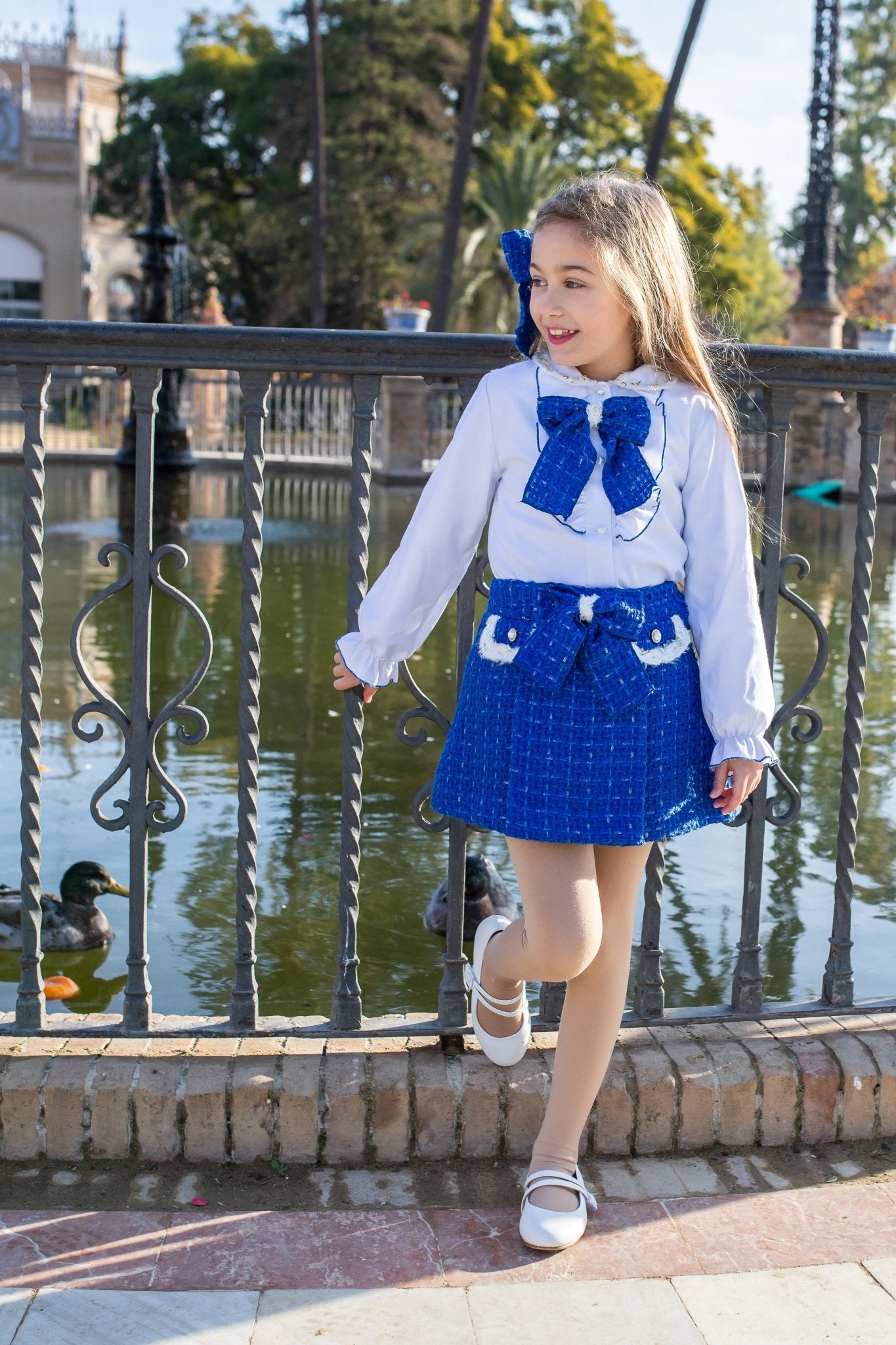 Royal Blue & White Naxos AW25 Skirt Set