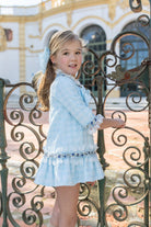 Naxos Baby Blue Dogtooth Girls Dress | AW26 PRE-ORDER