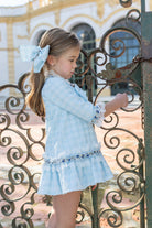 Naxos Baby Blue Dogtooth Girls Dress | AW26 PRE-ORDER