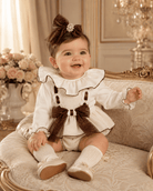 Naxos Baby Girls Cream & Chocolate Romper Set | AW26 PRE-ORDER
