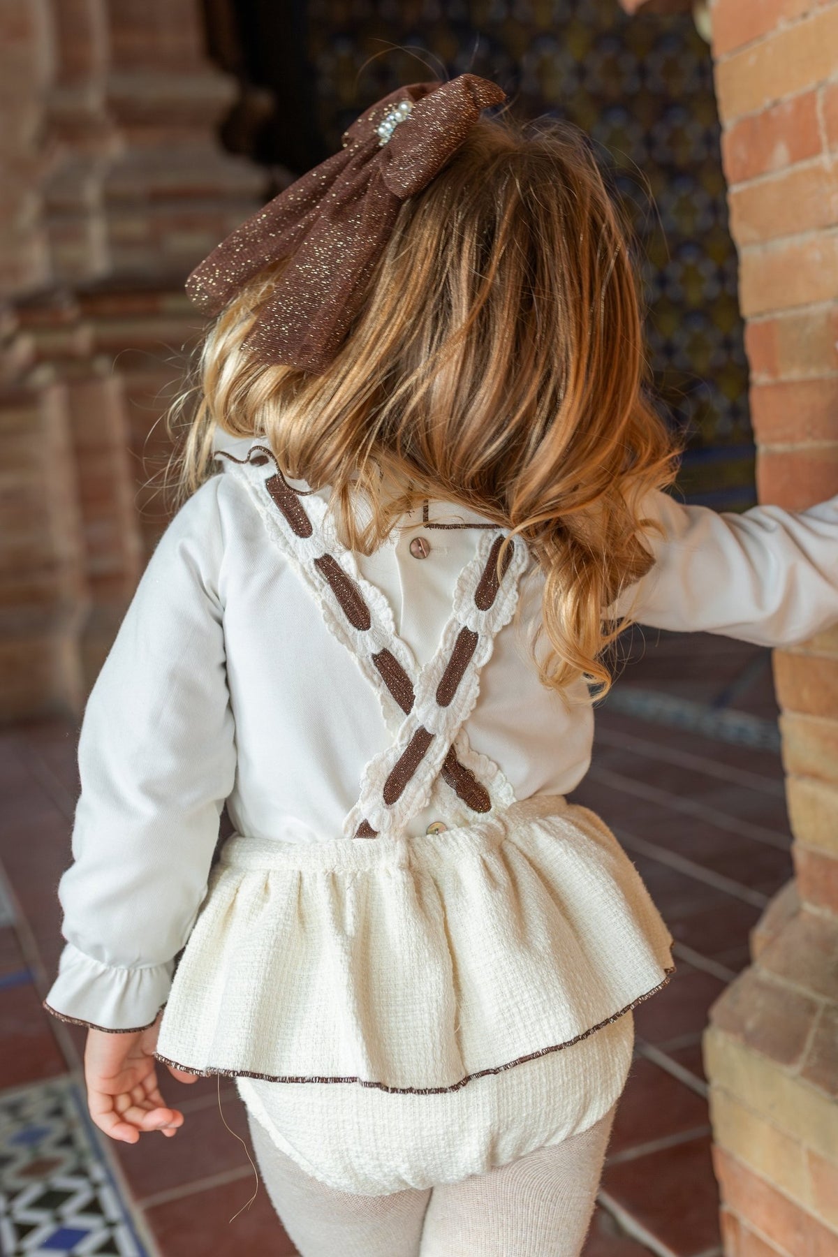 Naxos Baby Girls Cream & Chocolate Romper Set | AW26 PRE-ORDER
