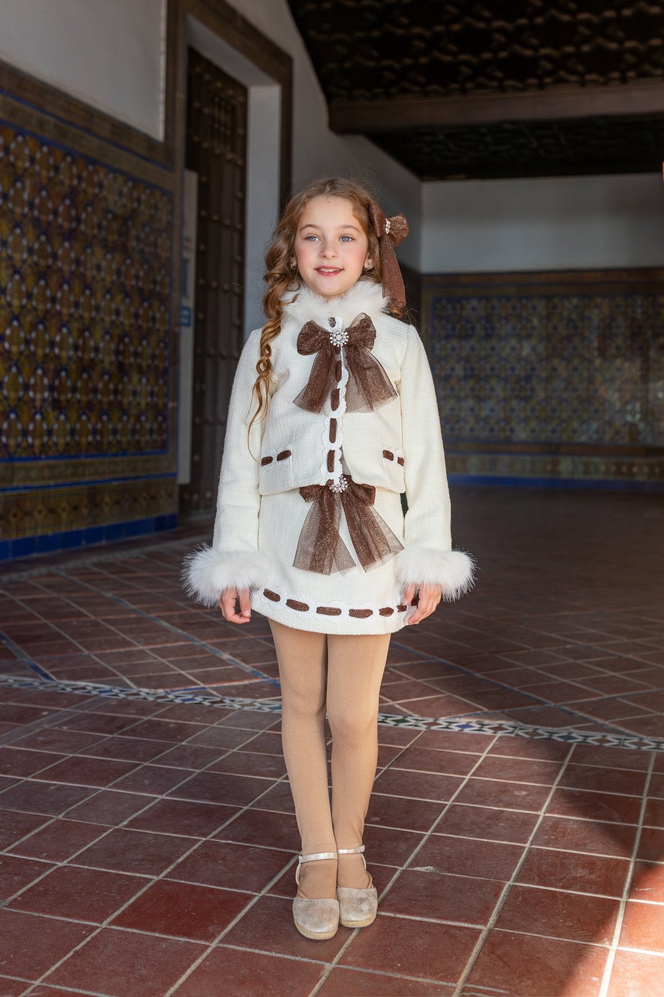 Naxos Cream & Chocolate Skirt, Blouse & Jacket Set | AW26 PRE-ORDER