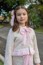 Naxos Girls Pink Tweed Skirt, Blouse & Jacket Set | AW26 PRE-ORDER