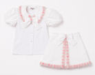 Naxos SS26 white & multicoloured skirt and blouse set for girls