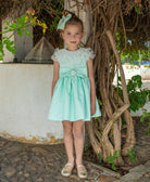 NAXOS SS24 - Girls Green Puffball Dress & Headpiece - Mariposa Children's Boutique