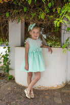 NAXOS SS24 - Girls Green Puffball Dress & Headpiece - Mariposa Children's Boutique