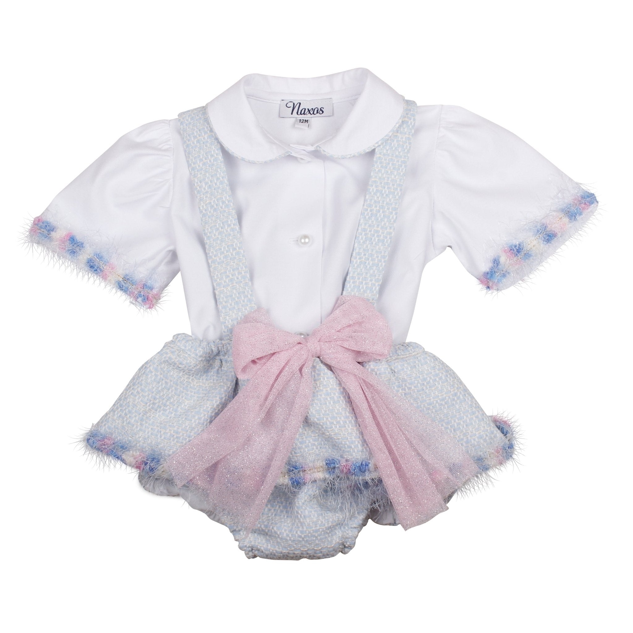 Naxos SS26 - Baby Girl's Blue & Pink Jam Pants Romper & Blouse