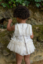 Naxos SS26 - Baby Girls White & Gold Embroidered & Tulle Dress & Knickers